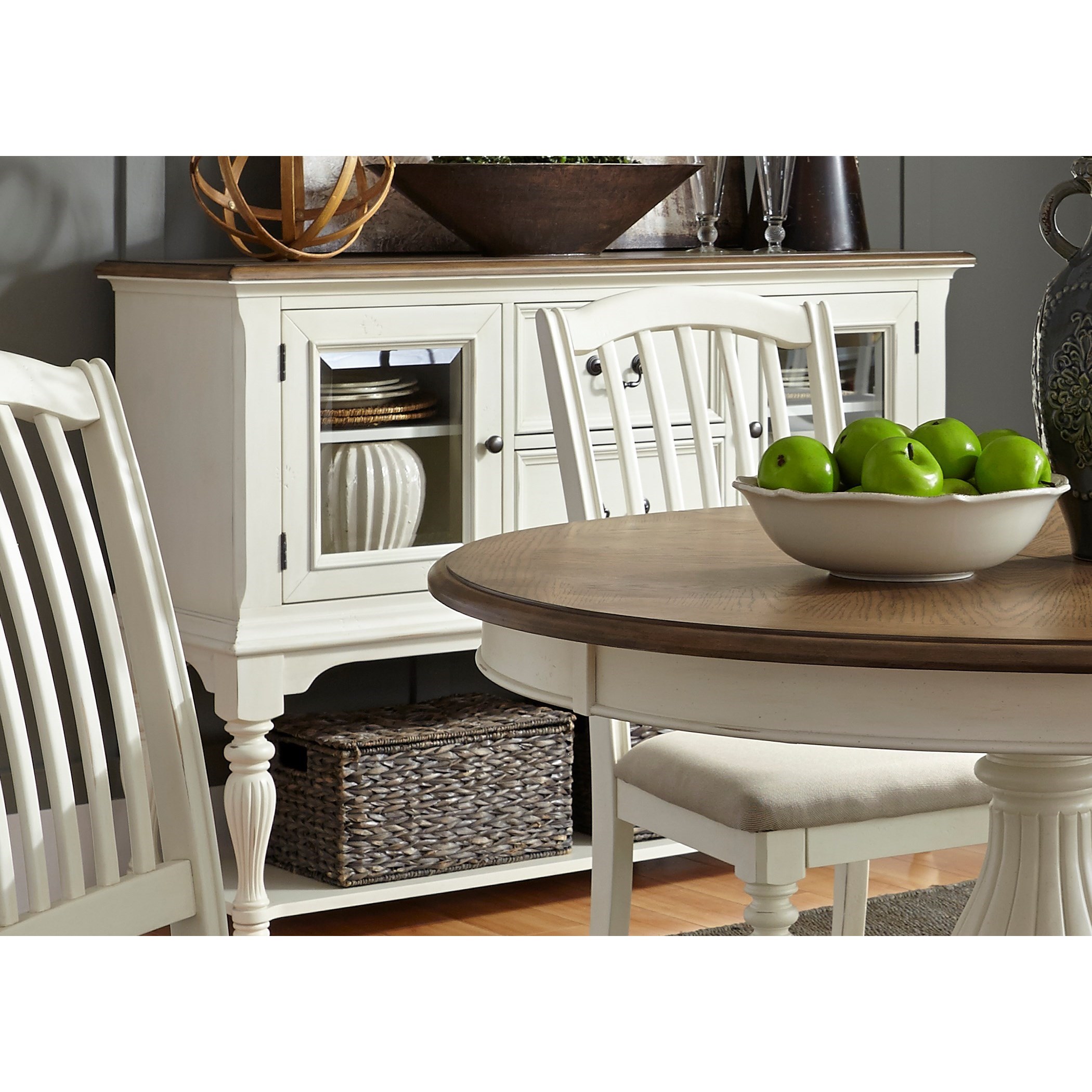 Liberty Furniture Cumberland Creek Dining Two Drawer Server with Adjustable Shelves Godby Home